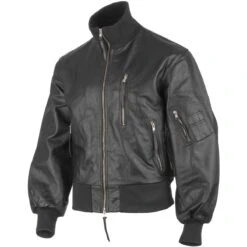 Mil-Tec German Army Leather Flight Jacket Black