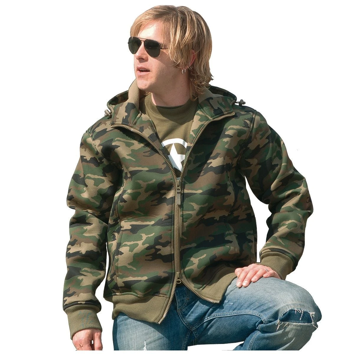 Mil-Tec Neoprene Jacket With Fleece Lining Woodland 3 Mil-Tec Neoprene Jacket With Fleece Lining Woodland