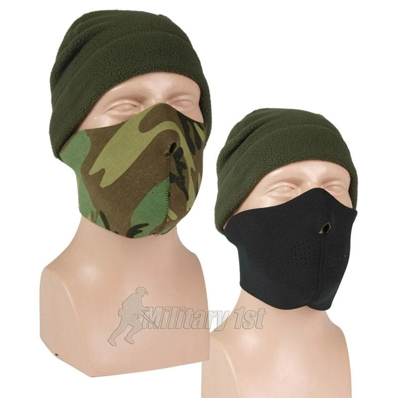 Mil-Tec Reversible Neoprene Half Face Mask Black / Woodland 5 Mil-Tec Reversible Neoprene Half Face Mask Black / Woodland - Image 3